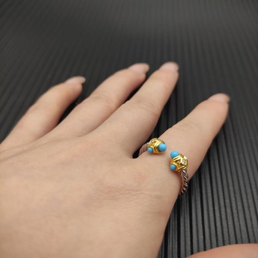 David Yurman Renaissance Cable Turquoise Open Ring Sterling